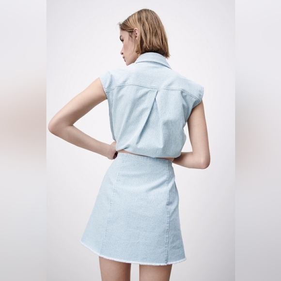 ZARA Denim striped skirt - Picture 3 of 11